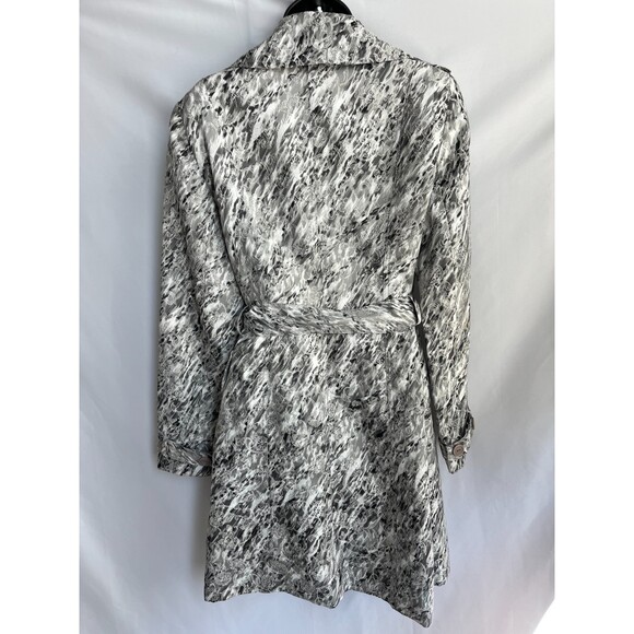 VTG Alberto Makali Floral Quilted Embroidered Trench Coat Jacket 10 Silver White - Picture 5 of 11